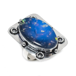 Blue Triplet Opal Handmade 925 Sterling Silver Jewelry Ring Size 8 j5t61