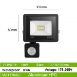 LED PIR Liikumisandur IP66 Veekindel AC175V-265V LED Prožektorid 200W 150W 100W LED Rippuv V&auml;lis V&auml;lis Seinalamp Prožektor 10W valge