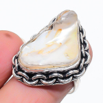 Natural Biwa Pearl Gemstone 925 Sterling Silver Jewelry Ring Size 7 y0c97