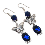 Natural Blue Topaz Gemstone 925 Sterling Silver Jewelry Earring 2.25 h2o28