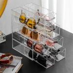 4-Layer Plastic Drawer Storage Box Transparent Dustproof Glasses Storage Rack