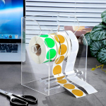 Adjustable Label Dispenser Clear Stand Rack 3 disks Gift Sticker Roll Holder