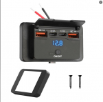 96W 4 porti 12/24V USB-C pistikupesa paneel kahe PD seinale kinnitatava autolaadija pistikupesa nupuga veekindla pistikupesa lisatarvikud autodele, veoautodele, paatidele, bussidele ja haagissuvilatele 2 QC 3.0 & 2 Type C