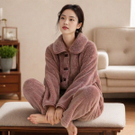 Koraalfliisist pidžaama naiste s&uuml;gis- ja talve pluss sametist pikkade varrukatega p&uuml;kste &uuml;likond naiste soe koduteenus XXL punane