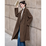 Sisui Nianhua Women's Elegant Wool Blend Mid-Length Coat M