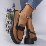Naiste Mood Leopard Patchwork Pealeslibatavad Loaferid Paksu Kontsaga Platvormiga Madalad Mokassiinid Vabaajajalatsid Suur Suurus Zapatos 2025 36 pruun