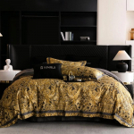 Luksuslik 1000Tc Egiptuse puuvillane Boheemlaslik Digitaaltr&uuml;kiga Voodipesukomplekt Tekikoti Komplekt Linu/Kummiga Linu Padjap&uuml;&uuml;rid 4 tk Queen 200X230cm 4pcs