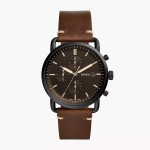 fossil Commuter Chronograph Must sihverplaadi Pruuni nahkrihmaga K&auml;ekell meestele FS5403 pruun