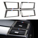 Carbon Fiber juhtpaneel vasak-parem &otilde;hukonditsioneeri v&auml;ljalaskeava raami katte kleebised BMW X5 E70 X6 E71 2008-13 tarvikutele Upper outlet 2pcs