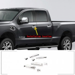 8pcs For 16- Nissan Titan Door Handle Covers Gloss Black w/2 Smartkey hole