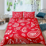 Paisley Mandala Must Tekikott Komplekt Boheemlaslik Stiil Kahekohaline T&auml;iskasvanutele Queen King Suurusega Voodipesu Komplekt Padjap&uuml;&uuml;rikud Magamistoa jaoks EU Single135x200cm punane