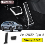 LINNUNU For Chery Tiggo 9 accessories 2025 2024 Car Foot Fuel Brake Pedals Cover aluminum alloy interior chery tiggo 8 pro max Silvery-2PCS