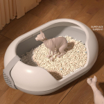 Cat Litter Box Toilet Portable Extra Large Low Entry Easy to Clean Open Top Pet Tray