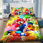 M&auml;ng Super M-Marios Tekikott Padjap&uuml;&uuml;r Voodipesukomplekt T&auml;iskasvanu Poiss T&uuml;druk Magamistoa Kaunistus Laste Kingitus &Uuml;hekohaline Kahekohaline Suur Suurus AU Single(140*210cm)3pcs