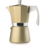 Cafeti&egrave;re &agrave; expresso - IBILI - Evva Golden - 9 Tasses - 450 ml - Fonte d'aluminium