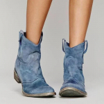 Vintage Cowboy pahkluusaapad naistele Terava ninaga Madala kontsaga Naiste S&uuml;gis-Talv Slip-on PU Nahast saapad 2026 34 sinine