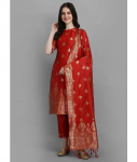 Naiste disainerpidžaama top tuunika puuvillane siidist salwar kameez kurti p&uuml;ksid dupattaga komplekt S punane