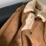 S&uuml;gis-talvine uus mantel paksenenud keskmise pikkusega ja pikk mantel lahtine trenchcoat lambavillane pealmine osa naiste trendikas kaamel S