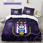 Kuninglik Spordiklubi Anderlecht Muster Voodipesu, Tekikomplekt Tekikate Padjap&uuml;&uuml;r Kodu S&uuml;nnip&auml;evakingitus (1 * tekikott + 2 * padjap&uuml;&uuml;ri, ilma s&uuml;damikuta) 135x200cm