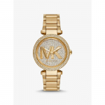 Michael Kors Parker Pav&eacute; Kuldse Tooni Logo K&auml;ekell MK7283 kuld