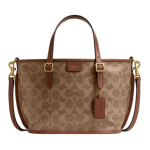 Coach Takso 21 Logotr&uuml;kiga Kaetud L&otilde;uendist T&otilde;mblukuga K&auml;ekott Naiste T&otilde;mblukuga K&auml;ekotid Pruun-Kollane Mink-Pruun CCD94-B4YLR Gift Box Sets (Basic Set+Black Box)