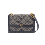 Tory Burch T Monogram Double T Logo Kogu Pind Tr&uuml;kitud Kangas Ja Nahk Crossbody &Otilde;lakott V&auml;ikesed Naiste Kotid Tumesinine 135845-405 Basic Set (Bag+Dust Bag)