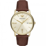 Emporio Armani Minimalistlik Kuldne Pruun Nahast Meeste Kvarts AR11610 Kell kuld