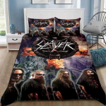 Slayer Heavy Metal B&auml;ndi Muusika Tekikott Padjap&uuml;&uuml;r Voodipesu Komplekt T&auml;iskasvanud Poiss T&uuml;druk Magamistoa Kaunistus Kingitus &Uuml;he- ja Kahekohaline Suurus 140x200cm