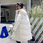 Talvine uus sulejope Naiste Parka Korea stiilis keskmise pikkusega puuvillane mantel vaba vabaaja polsterdatud polsterdatud jope S valge