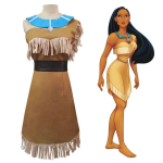 Xinboyuan Printsesside Tuul Baojia Kangdi Cosplay Kost&uuml;&uuml;m India Printsessi Cosplay R&otilde;ivastus Laos Pocahontas (Dress + Belt + Necklace) S