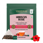 VAHDAM, Hibiskuse&otilde;ite teepakikesed (50 Arv) | Kofeiinivaba, GMO-vaba | Lillelise maitsega teepuu - Hibuskus, Roosilehed ja eksootilised v&uuml;rtsid | Resea