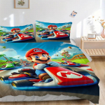 3 tk Mario Kart Kattekomplekt, 1 kate + 2 padjap&uuml;&uuml;ri (Ilma siseta), K&otilde;igi aastaaegade voodipesu, Voodipesu, Magamistoa sisustus yy250922060 135x200cm