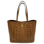 MCM Cognac Visetos Monogram suur kandekott nahkdetailide ja keskmise plaadiga igap&auml;evaseks kasutamiseks ja ostlemiseks Shopping Bag Set(Basic Set+Shopping Bag)