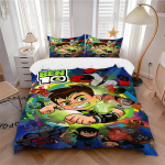3-osaline voodipesukomplekt Ben 10 Aliens Sisaldab 1 tekki + 2 padjap&uuml;&uuml;ri, ilma padjat&auml;ideteta, pehme ja mugav,a0909227 135x200cm