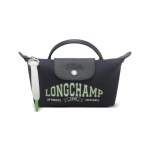 Longchamp Logo L&uuml;hikese K&auml;epidemega Kangast Nahast Pelmeenikott Naiste K&auml;ekotid Tumesinine 34175HEA006 Basic Set (Bag)