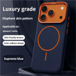K&otilde;rgekvaliteediline elevandinahast tekstuuriga magnetiline telefoni&uuml;mbris iPhone 17 Pro Max Air jaoks Magsafe juhtmevaba laadimiseks T&auml;ielikult kaitsev kate iPhone17 Pro Max tumesinine v&auml;rv