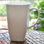 600ML Valge luukeraamiline suur teetass, Ruudukujuline portselanist tass vee jaoks, Keraamiline kohvitass, Kohvitass 600ml