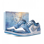 Jordan Air Jordan 1 Monster Lab, Zhulang Island Madalad Vintage Korvpallijalatsid Unisex Valge Sinine 553558-404(Team445-) 42