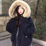 Karuskrae Kapiga Parkad Y2k Harajuku Paksenendatud Tepitud Joped Vabaaja T&otilde;mblukuga Gooti Naistele&Meestele Talvejoped Streetwear M must
