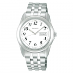 [SEIKO SELECTION] SCXC009 Meeste/Unisex K&auml;ekell &ndash; Patareitoitega Kvarts, P&auml;eva-Kuup&auml;eva Kalender, Valge T&auml;histusplaat, Roostevaba Teras