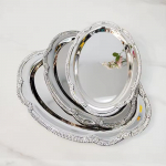 Mitmeotstarbeline metallalusikas Elegantse viimistlusega T&auml;iuslik kodu kaunistamiseks Ovaalne taldrik Serveerimisalus suupistetele 24.2x17.1*1.3cm h&otilde;be