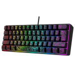 60% Kompaktne juhtmega klaviatuur RGB taustvalgustuse ja membraanklahvidega. Sobib Windowsi tahvelarvutitele, s&uuml;learvutitele ja m&auml;nguritele must