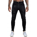 VibeStreet Vabaaja Meeste teksap&uuml;ksid Sigaretp&uuml;ksid Streetwear Rebitud Auk Skinny Denim T&auml;ispikkus Kitsad P&uuml;ksid Kerge Venivus Mood Mustad teksap&uuml;ksid S black