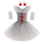T&uuml;drukud Kloun Hall Lapsed Joker Halloweeni Kost&uuml;&uuml;m Tutu Kleit Lapsed Karnevali Peo Cosplay Kost&uuml;&uuml;m Laste Kleit 10-12Y(XXL) white