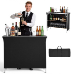 VEVOR Kokkupandav kaasaskantav baarilaud, 1100 x 385 x 885 mm, kandekotiga, 2 hoiuriiulit ja eemaldatava seelikuga, kiire ja lihtne paigaldus 110 x 38.5 x 88.5 cm