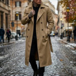 Uus eriti pikk meeste trenchcoat &Otilde;huke tuulekindel jakk v&ouml;&ouml;ga &Uuml;lesuuruses tuulejakk meestele L brown