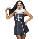 Halloweeni nunna cosplay kost&uuml;&uuml;m, tume stiil, puhas soov, &uuml;htne komplekt, naistele, pidu 8836 Nun Costume with Matching Stockings brown