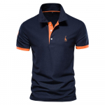 Suvine l&uuml;hikeste varrukatega T-s&auml;rk Meeste Polo Business Casual Polo S&auml;rk Meeste Slim Fashion Meeste Polo Puuvillane Kvaliteetne T-s&auml;rk Lihtne Outdoor S oranž/tumesinine
