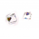 Les Tr&eacute;sors De Lily [B9445] - BO Argent 'Cubes de Cristal' Vert Bor&eacute;al 4 mm roheline