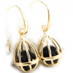 Les Tr&eacute;sors De Lily [H5493] - Boucles Plaqu&eacute; Or 'Alchimie' noir dor&eacute; - 15x13 mm must